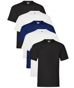 The Original Fruit of the Loom short sleeve T-shirt for men and women features a crew neck with a taped neckline for added comfort, twin needle stitching on the neck, sleeves, and hem, and is made from soft Belcoro® yarn for a premium feel; crafted from 100% cotton with a fabric weight of 135 GSM for white and 145 GSM for all other colours, this high-quality, machine-washable basic tee is perfect for everyday wear.