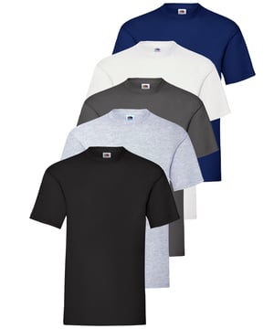 The Original Fruit of the Loom short sleeve T-shirt for men and women features a crew neck with a taped neckline for added comfort, twin needle stitching on the neck, sleeves, and hem, and is made from soft Belcoro® yarn for a premium feel; crafted from 100% cotton with a fabric weight of 135 GSM for white and 145 GSM for all other colours, this high-quality, machine-washable basic tee is perfect for everyday wear.