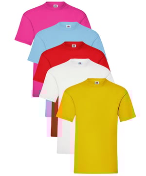 The Original Fruit of the Loom short sleeve T-shirt for men and women features a crew neck with a taped neckline for added comfort, twin needle stitching on the neck, sleeves, and hem, and is made from soft Belcoro® yarn for a premium feel; crafted from 100% cotton with a fabric weight of 135 GSM for white and 145 GSM for all other colours, this high-quality, machine-washable basic tee is perfect for everyday wear.