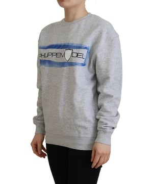 Marca: PHILIPPE MODEL  
Condición: Nuevo con etiquetas  
Tipo: Suéter de manga larga  
Color: Gris estampado  
Material: 100% algodón  
Detalles del logo  
Género: Mujeres  