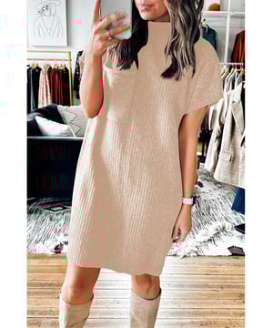 Oatmeal patch pocket ribbed knit short sleeve sweater dress
  Chest pocket adds a functional and trendy element to the solid dress
  Ribbed knit construction provides a cozy and comfortable feel
  Short sleeves offer a stylish and versatile option for transitioning between seasons
  Perfect choice for casual outings or dressing up for a night out
  High elasticity
  Available in sizes S M L and XL
  Refer to the size chart to find your perfect fit
Material: 50% Viscose 28% Polyester 22% Polyamide