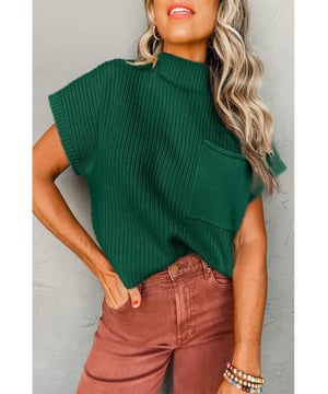 Short sleeve sweater
  Ribbed knit texture
  Patch pocket detail
  High
  quality materials
  Versatile design
  Suitable for all genders