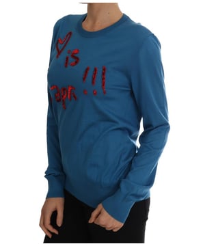 Marca: Dolce & Gabbana.
  Material: 100% seda.
  Color: Azul.
  Motivo: Lentejuelas rojas El amor es el bordado Capri.
  Coleccion: Cuento de hadas.
  Fabricado en Italia.
  Detalles del logotipo.