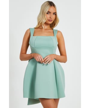 - Large bow detail - Skater style - Square neck - Mini length - Model height: 5'7" - Model wears uk 8 / us 4 / eur 36 - Always check the wash care label - Cool hand wash with mild detergent