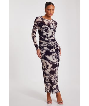 - Mesh finish - Marble print - Bodycon fit - Ruched sides - Model height: 5'6" - Model wears uk 8 / us 4 / eur 36 - Always check the wash care label - Cool hand wash with mild detergent