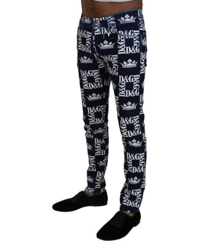 Brandnew met etiketten  
100% authentieke Dolce & Gabbana jeans  
DG Crown Print ontwerp  
Stijlvolle blauwe kleur  
Gemaakt van 98% katoen en 2% elastaan  
Ritssluiting  
Logo-details  
Gemaakt in Italië  
Materiaal: 98% Katoen 2% Elastaan