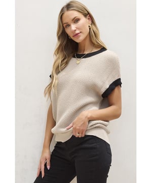 Our styles are designed with a trendy fitted look in mind following an international size standard. For the best fit we suggest choosing one size up from your usual. Be sure to check our sizing chart to find your perfect match!
  Light French Beige color with contrast trim
  Round neck design
  Batwing sleeves for a romantic and fashionable look
  Short sleeve for a summer
  friendly style
  Cozy and chic knit material
  Available in sizes S M L XL
  Medium
  high elasticity for a comfortable fit