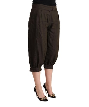 Brand: GF FERRE
  Mid waist cropped harem pants
  Color: Brown
  Zipper and button closure
  Logo details
  Made in Italy
  Material: 48% Viscose 35% Polyester 12% Virgin Wool 5% Metal
  Quality and craftsmanship
