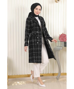 Stoffmerkmal: Hergestellt aus Chanel-Stoff.Produktmerkmal: Es handelt sich um ein neues Hijab-Modestück der Saison. Es hat vorn verwendbare Knöpfe. Die Taschenabdeckungen sind Accessoires. Aufgrund von Konzeptaufnahmen kann es zu Farbunterschieden kommen. Es ist Größe 38 auf dem Model. Eine Größentabelle ist in den Bild