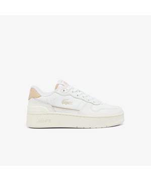 Women's Lacoste T-Clip Platform Leather Sneakers- Leather upper- Perforations on vamp- Ortholite footbed- Rubber outsole- Woven tongue label- Ref: 48SFA011765T