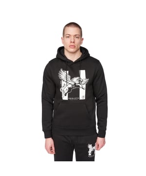 Materialzusammensetzung (%): 65% Baumwolle, 35% Polyester. Gewebe: angerautes Material, Weiche Haptik. Design: Fliegen, Löwe, Logo, Flügel. Zum Überziehen. Metall-Ösen, Gewebtes Etikett, Gewebeband. Taschenart: 1 Kängurutasche. Kapuzenmerkmale: mit Kordelzug, Aufnähen. Saum: Anliegend. Bündchen: Anliegend. Mit Kapuze. Langärmlig.