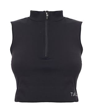 Main: 92% Polyamide, Main: 8% Elastane Upgrade your activewear with the TALA Zahara medium support sports bra with half zip in black. This stylish sports bra offers medium support, making it ideal for a range of activities, from gym workouts to yoga sessions. The half zip design adds a unique and functional touch, allowing for easy on and off while providing a customizable fit. Crafted from a blend of 92% polyamide and 8% elastane, this sports bra ensures excellent stretch and durability, keeping you comfortable and supported throughout your workout. The classic black color makes it a versatile addition to your fitness wardrobe, effortlessly pairing with any activewear.