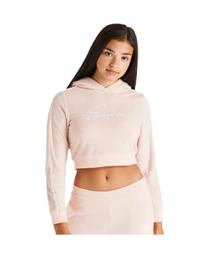 80% Baumwolle, 20% Polyester. Gewebe: Frottee. Design: Logo, mit Unterschriften. Saum: Anliegend. Bündchen: Anliegend. Mit Kapuze. Langärmlig. Zum Überziehen.