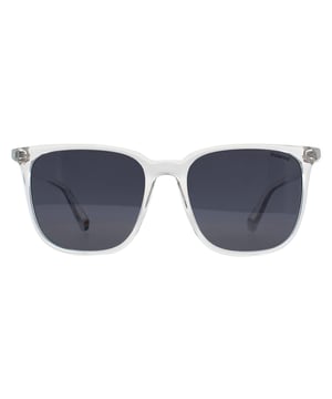 Polaroid Square Womens Transparent Blue Polarized PLD 6226/S  Sunglasses combines a modern, sharp frame with high-quality lenses, providing both bold fashion and optimal sun protection.