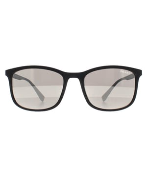 Prada Sport Rectangle Mens Black Rubber Light Grey Silver Mirror PS01TS  Sunglasses offer a refined, fashion forward frame with bold lines and modern details. Perfect for individuals who appreciate chic design and superior craftsmanship, these sunglasses elevate any look while keeping you protected from the sun.