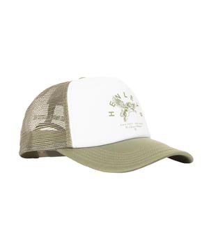 100% Polyester. Marke: Henleys. Design: Putto, Kontrast, Logo, Aufschrift, mit Flügeln. 6-reihiges Nähen, Oben mit Knopf, Mit gebogenem Rand, Mesh-Rücken. Snapback.