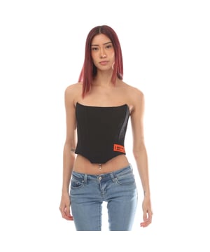 66% Polyester, 28% Viscose, 6% Elastaan. Ontwerp: Eenvoudig. Sluiting: Ritssluiting achteraan. Halsuitsnijding: Bandeau. Mouwtype: Mouwloos. 6 VK: 30 in. 8 UK: 32 in. 10 VK: 33 in. 12 VK: 35 in.