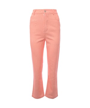 Main: 100% Cotton. The Peppermayo cigarette trousers in retro pink swirl, Are perfect for any fashion-forward girl.

Vibrant Design: With a bold pink swirl, theyâ€™re a retro delight, Making a statement, both day and night.
Flattering Fit: Slim-fitting and tapered to the ankle so neat, They give you a silhouette thatâ€™s sleek and sweet.
Versatile Style: Dress them up with heels and a blouse so fine, Or go casual with sneakers, and youâ€™ll still shine.
High-Waisted Elegance: High-waisted to elongate your legs with grace, Adding sophistication to your fashion space.
Ready to swirl into style and turn heads with flair? These trousers are your go-to for fashion thatâ€™s rare! ???