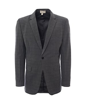Main: 70% Polyester, Main: 26% Viscose, Main: 4% Spandex. The Bando slim fit suit jacket in grey check exudes sophistication with its sleek design. The three-button detail on the sleeve adds a touch of elegance, perfect for those who appreciate the finer details in fashion. This jacket is not just a piece of clothing; it's a statement of style that stands out in any professional or formal setting. Whether you're heading to a business meeting or a social event, this suit jacket promises to elevate your wardrobe with its modern twist on classic tailoring.