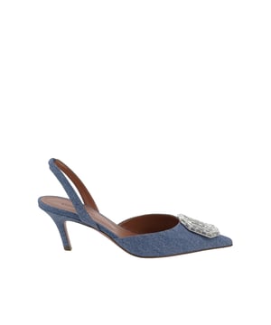 - Composición: 100% nabuck - Interior: Cuero - Plantilla: Cuero - Suela: Cuero - Punta afilada - Talón abierto - Efecto de ante - Tacón 6 cm - Accesorio rectangular espejado - Hecho en Italia - Género: MUJERES -