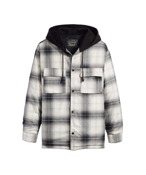 100% Polyester. Design: Kariert. Button-Down-Kragen. Passform: leger. Taschenart: 2 Brusttaschen, Klappenverschluss, Zwei Seitentaschen. Bündchen: Geknöpft. Kontrast, Mit Kapuze. Langärmlig. S: 93,98 cm. M: 102 cm. L: 109 cm. XL: 116,84 cm.