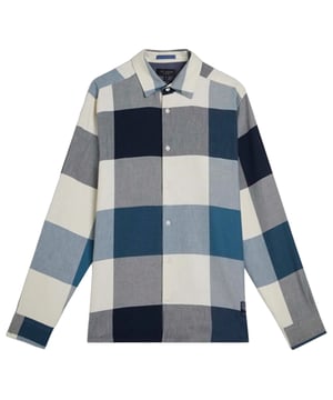 66% Baumwolle, 34% Lyocell (Zellulosefaser). Design: Kariert. Button-Down-Kragen. Langärmlig. Schaftrand zum Umklappen. S: 90,17 cm. L: 102 cm. 3XL: 116,84 cm.