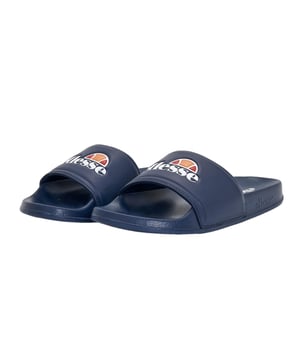 Marke: Ellesse. Obermaterial: PU (Polyurethan). Einlegesohle: EVA. Laufsohle: EVA (Ethyl-Vinylacetat). Absatz: Flach. Design: Geprägt, Logo. Zehenstil: offen. Zum Anschlüpfen.