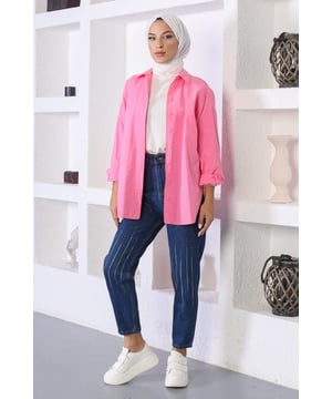 Stoffmerkmal: Hergestellt aus Denim-Stoff.Produktmerkmal: Es handelt sich um ein neues Hijab-Modestück der Saison. Es hat einen vorderen Reißverschluss und einen Knopf. Es gibt eine Tasche. Aufgrund von Konzeptaufnahmen kann es zu leichten Unterschieden in den Farbtönen des Produkts kommen. Das Model trägt Größe 38 und die Maße für Größe 36 Hosen sind: Länge: 96 cm - Taille: 76 cm -