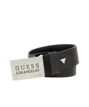 Guess Los Angeles Herren Gürtel Schwarz Leder. Authentisches Accessoire der Marke Guess - Streetwear/Sportswear-Design von Guess - Fashion für Herren, perfekt für den Alltag - Der schwarze Guess Gürtel lässt sich hervorragend mit Ihrer restlichen Garderobe kombinieren - Bequemes Leder-Material - klassisch - Los Angeles -