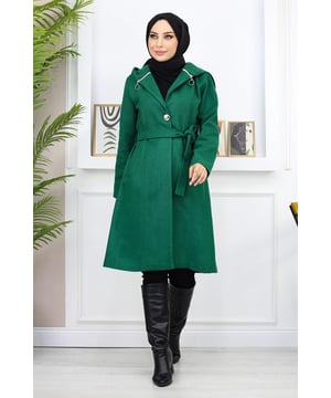 Stoffmerkmal: Hergestellt aus Kaschmir-Stoff.Produktmerkmal: Es handelt sich um ein neues Hijab-Modell der Saison. Es ist ungefüttert. Es hat einen praktischen Knopf vorne. Es verfügt über eine Tasche. Die Kapuze ist mit einem Reißverschluss versehen. Aufgrund von Konzeptaufnahmen kann es zu Farbabweichungen kommen. Das Model trägt Größe 38. Größe 38 Kaschmir-Mantel Maße: Produktlänge: 105 cm -