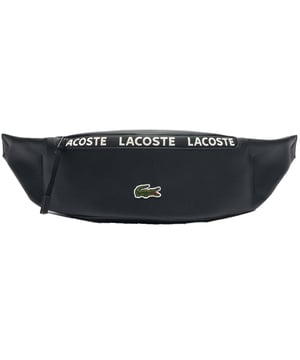 Leinen. Marke: Lacoste. Länge: 35 cm. Höhe: 10,5 cm. Tiefe: 7 cm. Taschenart: 1 Tasche hinten, Reißverschluss. Fächer: 1 Hauptfach. Taschenmerkmale: Verstellbarer Hüftgurt. Design: Gesticktes Logo, Mit Streifen. Reißverschluss.