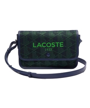Baumwolle. Gewebe: Jacquard. Marke: Lacoste. Außenmaterial: Polyester. Länge: 18 cm. Höhe: 13,5 cm. Tiefe: 7 cm. Riemenlänge: 45,7 cm. Taschenart: Eine Innentasche. Fächer: 1 Hauptfach. Taschenmerkmale: verstellbarer Schulterriemen. Design: "Established", Logo, Gemustert. Klappe, Zum Einrasten.