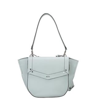 Marke: Hugo Boss. Leder. Taschenart: 1 Tasche hinten, 1 Innentasche, Reißverschluss. Fächer: 1 Hauptfach. Taschenmerkmale: verstellbarer Schulterriemen, Abnehmbarer Griff, Klappenverschluss. Design: Logo, Unifarben.