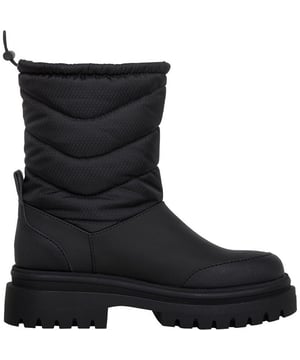 Bovenstuk: Nylon, PU (Polyurethaan), Textiel. Voering: Microvezel, Textiel. Binnenzool: gekussen, pluche schuim, rubberen sok. Buitenzool: Duurzaam, Lug Sole, Rubber, TPR. Spatscherm, treklip. Platte Hak. Hakhoogte: 5,5cm. Snit: Midden kuit. Ontwerp: Gewoon, gewatteerd. Teenstijl: Rond. Sluiting: Slip-on, Toggle.