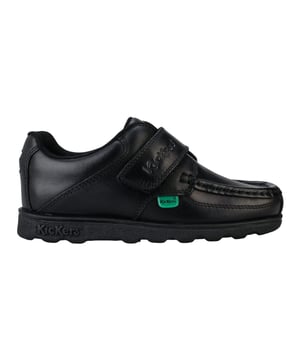 Marke: Kickers. Obermaterial: Leder. Futterstoff: Stoff. Laufsohle: Synthetischer Stoff. Gepolsterter Schaftrand. Absatz: Niedriger Absatz. Niedrig geschnitten. Design: Geprägt, Logo, Unifarben. Zehenstil: Rund. Klettverschlussriemen.