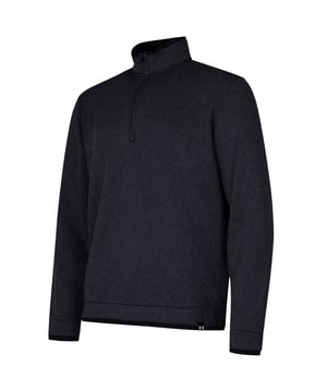 88% Cationic Dyeable Polyester, 12% Polyester. Fabric: Fleece, Stretch. Design: Plain. Fabric Technology: Fluorine Free, Lightweight, Water Repellent. Neckline: Funnel Neck. Sleeve-Type: Long-Sleeved. Fastening: Quarter Zip. S: 36 in. M: 40 in. L: 44 in. XL: 48 in. XXL: 52 in. 3XL: 54 in.