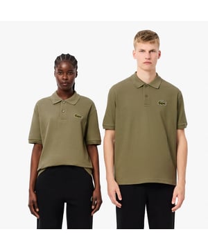 Loose Fit L.12.12 Piqué Badge Polo Shirt Organic cotton piqué Loose fit  dropped shoulders Classic polo collar Genuine mother-of-pearl buttons Large crocodile badge on breast