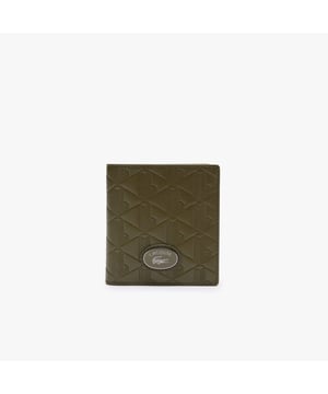 Nomogramme Compact Leather Billfold Dimensions: L3.9 x H3.94 x D0.4 - L10 x H10.5 x D1.8 cm Outer in monogrammed  textured leather 6 card slots Plate with crocodile on front