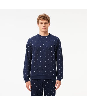 Krokodillenprint Loungewear Sweatshirt Fleece Regular licht getailleerd model Ronde hals Contrasterende geribde boorden Onderkleding kan niet worden geretourneerd, geruild of vergoed.
