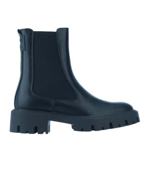 Bovenstuk: Synthetisch leder. Voering: Textiel. Buitenzool: Flexibel, Rubber, Treaded. Elastische inzetstukken, hielband. Blokhak. Snit: Enkel. Ontwerp: Eenvoudig. Teenstijl: Rond. Sluiting: Slip-on.