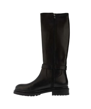 Bovenkant: Leder. Buitenzool: Synthetisch. Elastisch inzetstuk. Lage Hak. Hakhoogte: 2,5cm. Snit: Kniehoog. Ontwerp: Eenvoudig. Teenstijl: Rond. Sluiting: Verstelbare gesp, Zijrits, Slip-on.