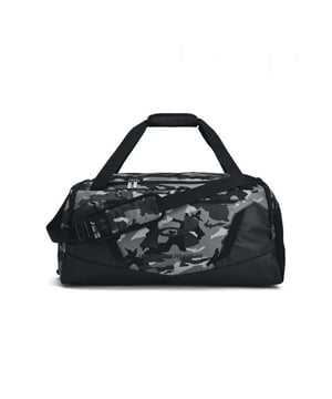 100% Polyester. Lining: Foam. Fabric: TPU Coating. Width: 12.1in. Height: 11.4in. Capacity: 58L. Depth: 24.6cm. Pockets: 2 Slip Pockets, Internal Slip Pocket, 1 Front Pocket, 2 Side Pockets, Zip. Compartments: 1 Main Compartment. Design: Camouflage. Fabric Technology: Durable, HeatGear, Lightweight, UA Storm Technology, Water Repellent. Grab Handle, Molle System, Padded, Removable Shoulder Strap, Shoe Compartment, Side Panels. Fastening: Two Way Zip.