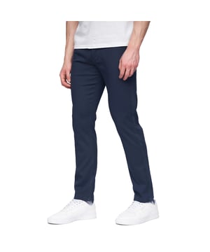98% Cotton, 2% Elastane. Design: Plain. Fastening: Button, Zip Fly. Belt Loops, Woven Label. Pockets: 2 Front Pockets, 2 Back Pockets, 1 Coin Pocket.