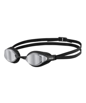 Polycarbonate Lens. Silicone, TPR Frame. Design: Logo. Fastening: Adjustable Strap. Face-Contouring Fit, Honeycomb Structure, Reduces Glare, Superior Hydrodynamics. Mirrored, Wide Vision Lens.