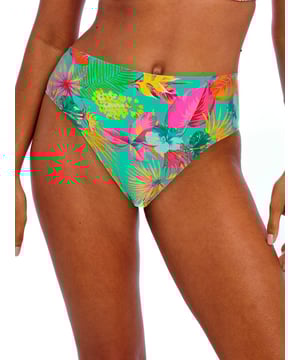 Freya Isla Margarita High Waist Bikini Brief. Printed swimwear bottom with high rise and full coverage. This product is recommended to be washed on a gentle wash cycle.