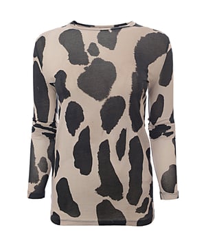 Raey's grey long-sleeved top is shaped from soft jersey and features a contrasting black print, which is designed to resemble ink spots
