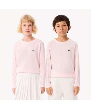 Long Sleeved Cotton T-shirt Organic cotton  Crew neck Embroidered crocodile on breast