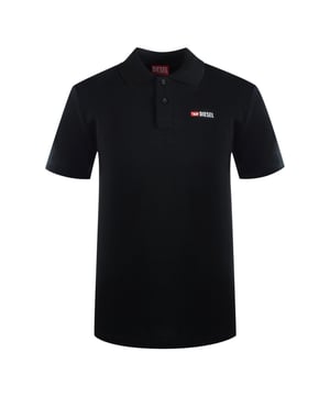 Blijf comfortabel en modieus in dit Diesel-poloshirt., Kraag, Korte mouwen, 100% katoen, Knoopsluiting, Gemaakt in China, Elastische mouwuiteinden, Normale pasvorm, Valt normaal qua maat, Zwarte polo