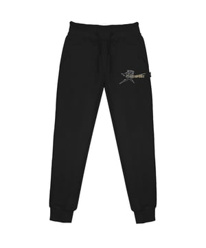 Schwarze Jogginghose von Plein Sport, 86 % Baumwolle, 14 % Polyester, elastische Taille und Beinabschlüsse, kleines Plein-Logo an den Seiten, Kordelzugbänder, schwarze Unterteile, Sportbekleidung