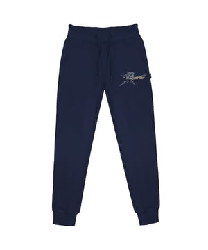 Blaue Plein Sport-Jogginghose, 86 % Baumwolle, 14 % Polyester, elastische Taille und Beinabschlüsse, kleines Plein-Logo an den Seiten, Kordelzugbänder, blaue Hose, Sportbekleidung